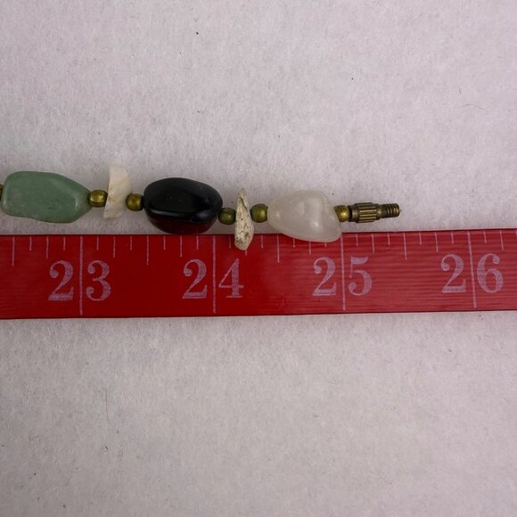 Multicolor Semi-Precious Gemstone Bead Necklace With Brass Accents Handmade OS - Picture 4 of 4